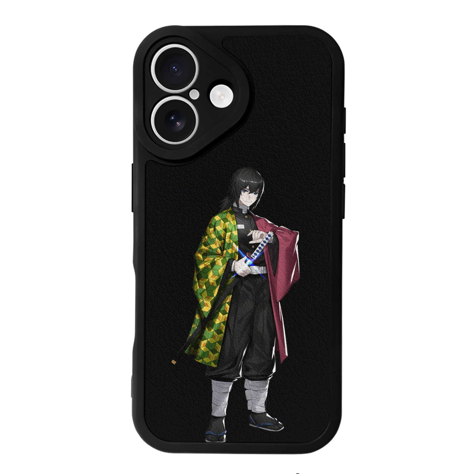 （画像用） 鬼滅の刃（きめつのやいば）水柱-冨岡 義勇／とみおか ぎゆう Tomioka Giyuu 【iPhone 16シリーズ対応】シリコンスマホケース（レザー調） 材質：シリコン